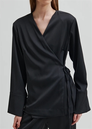 Glari wrap skjorte Black Sand Second Female 